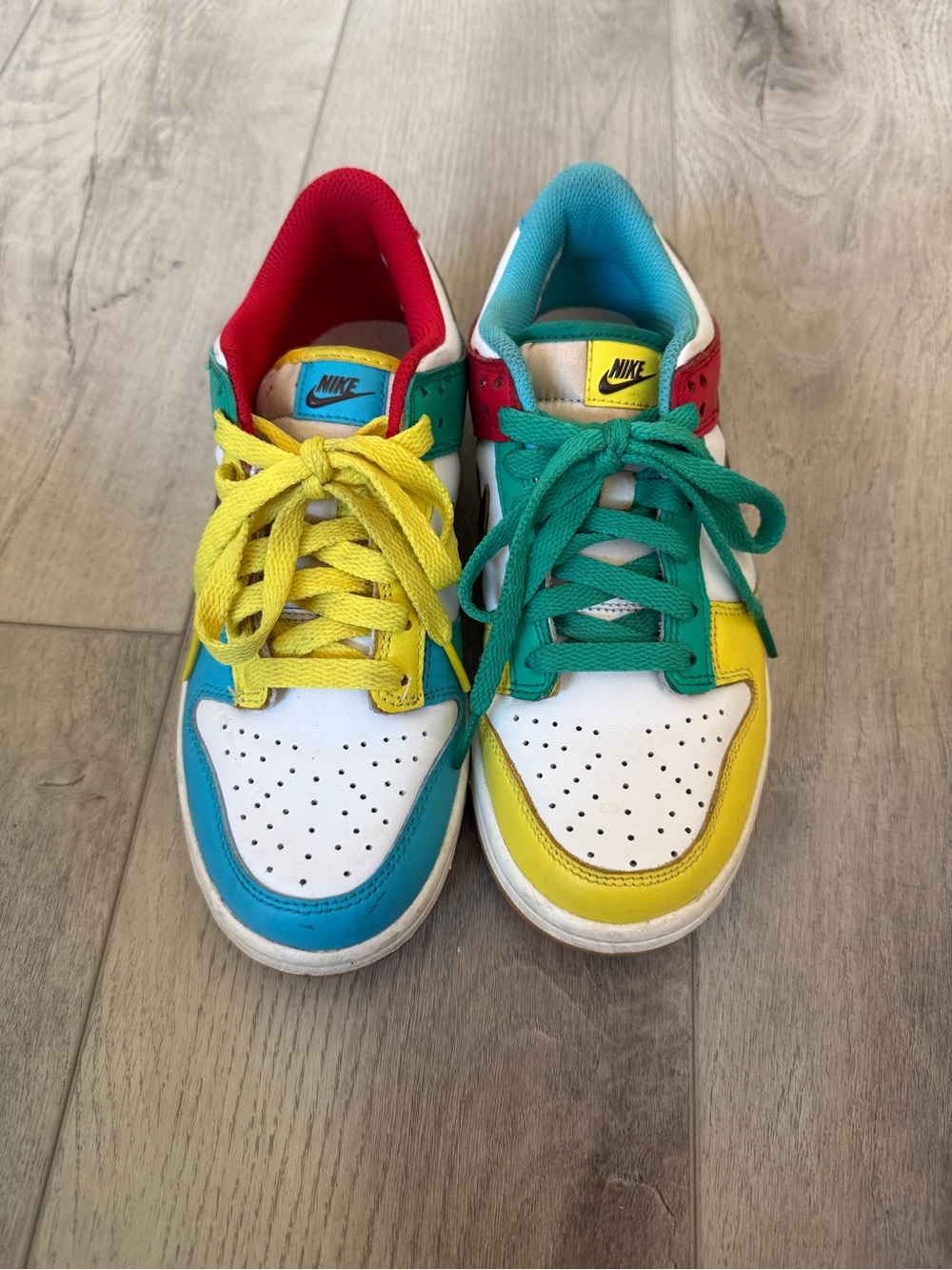 Nike Dunk Low SE Free.99 White Multicolor Sneakers Size 5.5Y